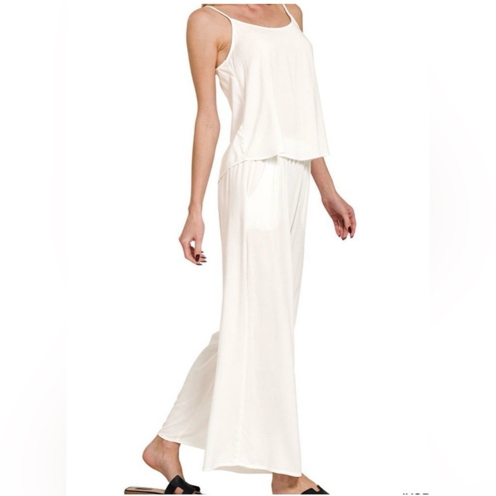 Zenana Woven Cami & Pants Set - Picture 2 of 8